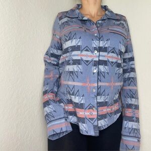 Faherty Top Doug Good Feather Long Sleeve Shirt Sunset Star size M NEW